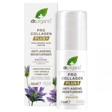 Crema hidratanta anti-imbatranire Dr Organic Pro Collagen cu Bakuchiol, 50 ml Crema hidratanta anti-imbatranire Dr Organic Pro Collagen cu Bakuchiol, 50 ml