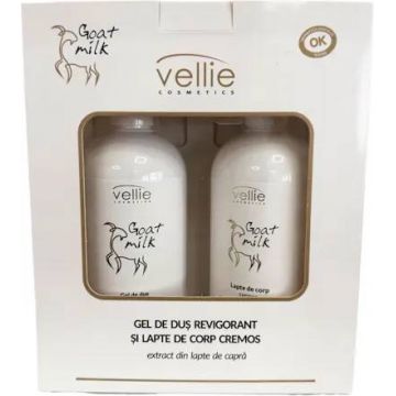 Set pentru ingrijirea corpului Gel de dus 500ml + Lapte de corp 500ml, Vellie Goat Set pentru ingrijirea corpului Gel de dus 500ml + Lapte de corp 500ml, Vellie Goat