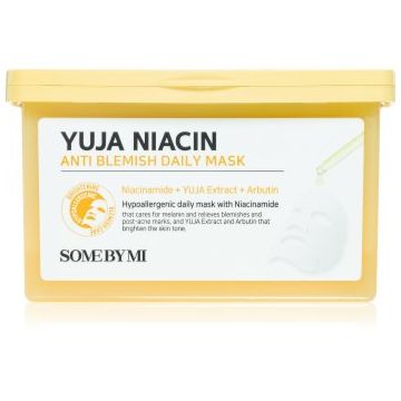 Some By Mi Yuja Niacin Anti Blemish Daily Mask mască textilă iluminatoare pentru uniformizarea nuantei tenului Some By Mi Yuja Niacin Anti Blemish Daily Mask mască textilă iluminatoare pentru uniformizarea nuantei tenului
