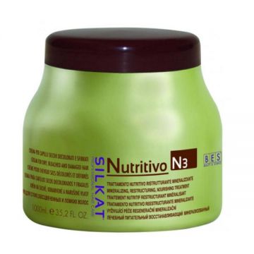 Masca Nutritiva pentru Par Degradat - Bes Silkat Nutritivo N3 Mineralizing, Restructuring, Nourishing Treatment, 1000 ml Masca Nutritiva pentru Par Degradat - Bes Silkat Nutritivo N3 Mineralizing, Restructuring, Nourishing Treatment, 1000 ml